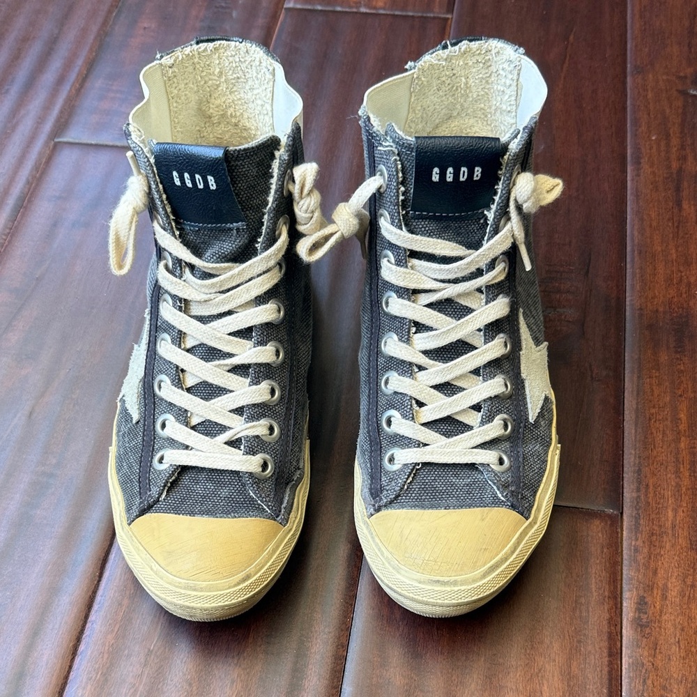Golden Goose High-Tops in Blue Denim and White - Picture 1 of 8